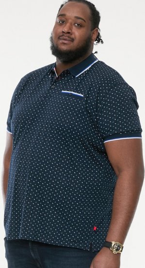 D555 OAKLEY AOP Jersey Polo With Jacquard Collar, Ribs And Chest Pocket Navy - Pikétröjor - Stora pikétröjor - 2XL-8XL