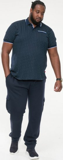 D555 OAKLEY AOP Jersey Polo With Jacquard Collar, Ribs And Chest Pocket Navy - Pikétröjor - Stora pikétröjor - 2XL-8XL
