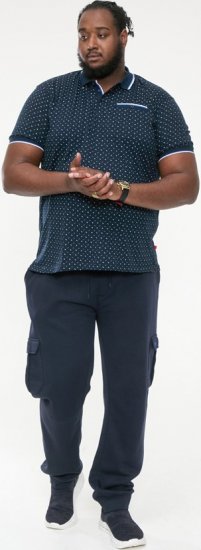 D555 OAKLEY AOP Jersey Polo With Jacquard Collar, Ribs And Chest Pocket Navy - Pikétröjor - Stora pikétröjor - 2XL-8XL