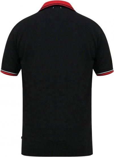 D555 CHESTER Pique Polo With Red Collar With Tipping Detail And Chest Embroidery Black - Pikétröjor - Stora pikétröjor - 2XL-8XL