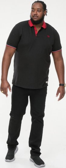 D555 CHESTER Pique Polo With Red Collar With Tipping Detail And Chest Embroidery Black - Pikétröjor - Stora pikétröjor - 2XL-8XL