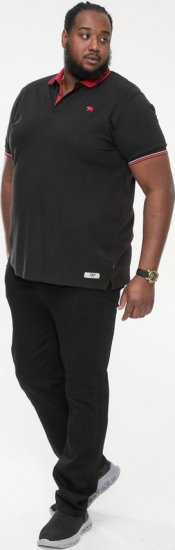 D555 CHESTER Pique Polo With Red Collar With Tipping Detail And Chest Embroidery Black - Pikétröjor - Stora pikétröjor - 2XL-8XL