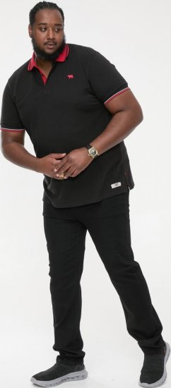 D555 CHESTER Pique Polo With Red Collar With Tipping Detail And Chest Embroidery Black - Pikétröjor - Stora pikétröjor - 2XL-8XL
