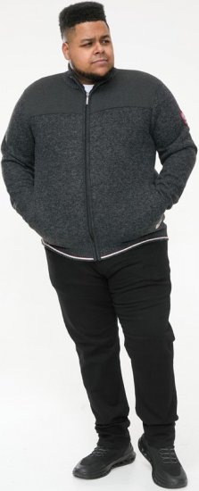 D555 ABERDARE Knitted Zip Through Sweater With Bonded Check Lining Charcoal Marl - Tröjor & hoodies - Stora hoodies & tröjor - 2XL-14XL