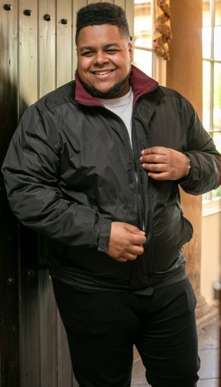 D555 Rudy Showerproof Fleece Lined Jacket With Packaway Hood - Black - Jackor - Stora jackor - 2XL-12XL