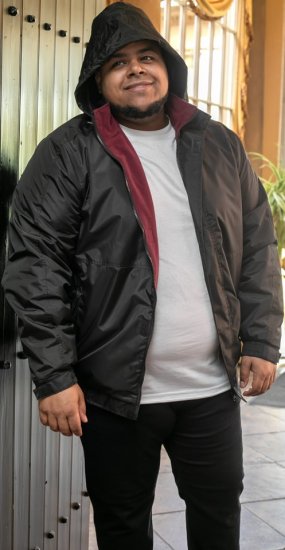 D555 Rudy Showerproof Fleece Lined Jacket With Packaway Hood - Black - Jackor - Stora jackor - 2XL-12XL