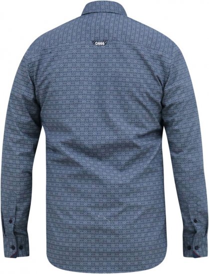 D555 MANGALA Geometric AOP Long Sleeve Shirt With Concealed Button Down Collar Navy - Skjortor - Stora skjortor - 2XL-8XL