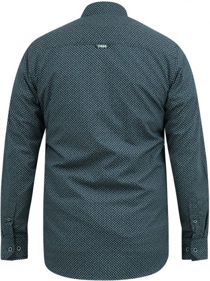 D555 MORGAN Micro AOP Long Sleeve Shirt With Concealed Button Down Collar Navy - Skjortor - Stora skjortor - 2XL-8XL