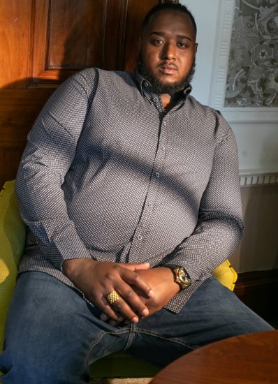 D555 MORGAN Micro AOP Long Sleeve Shirt With Concealed Button Down Collar Navy - Skjortor - Stora skjortor - 2XL-8XL