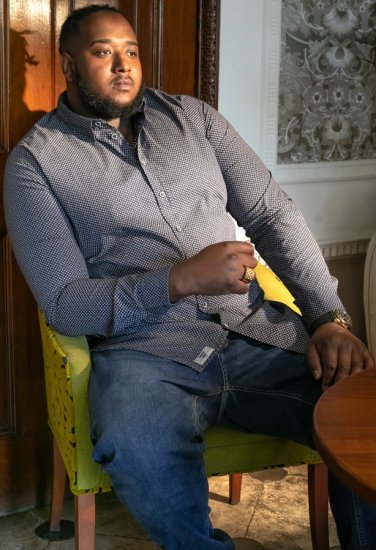 D555 MORGAN Micro AOP Long Sleeve Shirt With Concealed Button Down Collar Navy - Skjortor - Stora skjortor - 2XL-8XL