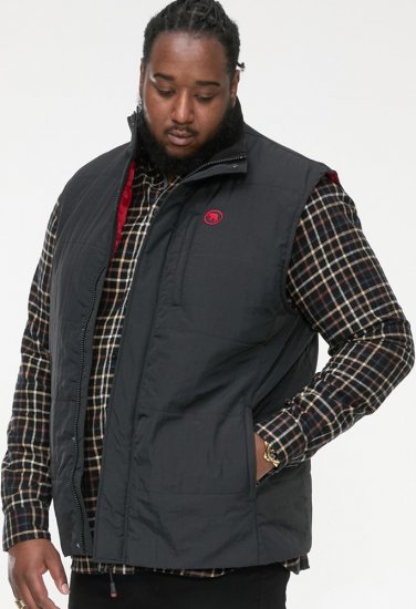 D555 FELIPE Zip Through Padded Gilet With Contrast Colour Lining And Rubber Badge Black - Jackor - Stora jackor - 2XL-12XL