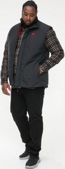 D555 FELIPE Zip Through Padded Gilet With Contrast Colour Lining And Rubber Badge Black - Jackor - Stora jackor - 2XL-12XL