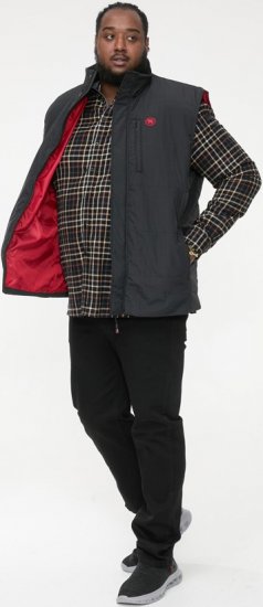 D555 FELIPE Zip Through Padded Gilet With Contrast Colour Lining And Rubber Badge Black - Jackor - Stora jackor - 2XL-12XL