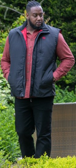 D555 FELIPE Zip Through Padded Gilet With Contrast Colour Lining And Rubber Badge Black - Jackor - Stora jackor - 2XL-12XL