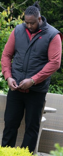 D555 FELIPE Zip Through Padded Gilet With Contrast Colour Lining And Rubber Badge Black - Jackor - Stora jackor - 2XL-12XL