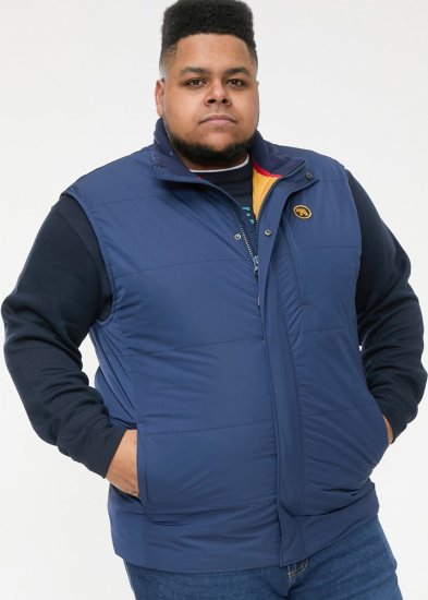 D555 FELIPE Zip Through Padded Gilet With Contrast Colour Lining And Rubber Badge Navy - Jackor - Stora jackor - 2XL-12XL