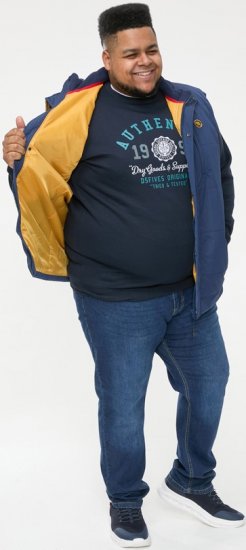 D555 FELIPE Zip Through Padded Gilet With Contrast Colour Lining And Rubber Badge Navy - Jackor - Stora jackor - 2XL-12XL