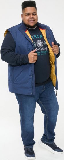 D555 FELIPE Zip Through Padded Gilet With Contrast Colour Lining And Rubber Badge Navy - Jackor - Stora jackor - 2XL-12XL