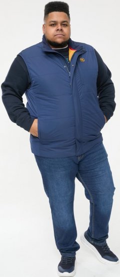D555 FELIPE Zip Through Padded Gilet With Contrast Colour Lining And Rubber Badge Navy - Jackor - Stora jackor - 2XL-12XL