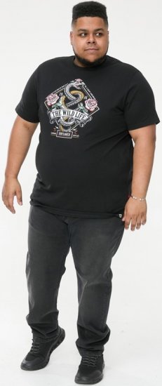 D555 MALCOM Snake And Roses Printed Crew Neck T-Shirt Black - T-shirts - Stora T-shirts - 2XL-14XL