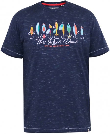 D555 Cropwell T-shirt med fisketryck marinblå - T-shirts - Stora T-shirts - 2XL-14XL