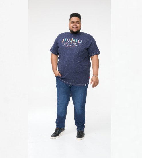 D555 Cropwell T-shirt med fisketryck marinblå - T-shirts - Stora T-shirts - 2XL-14XL
