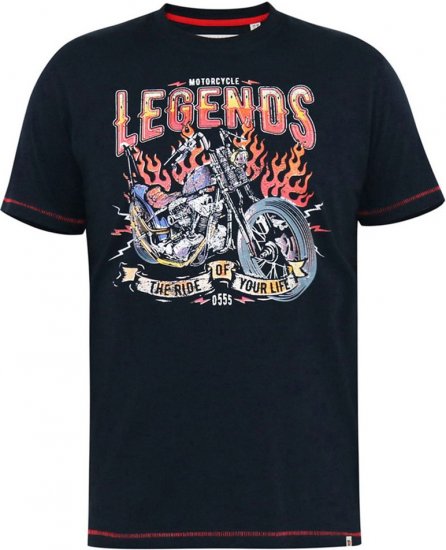 D555 JAGGER Legends Motor Bike Printed Crew Neck T-Shirt Navy - T-shirts - Stora T-shirts - 2XL-14XL