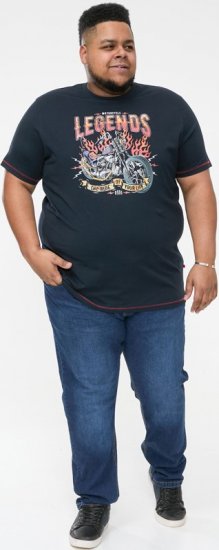 D555 JAGGER Legends Motor Bike Printed Crew Neck T-Shirt Navy - T-shirts - Stora T-shirts - 2XL-14XL