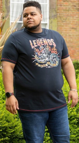 D555 JAGGER Legends Motor Bike Printed Crew Neck T-Shirt Navy - T-shirts - Stora T-shirts - 2XL-14XL