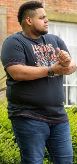 D555 JAGGER Legends Motor Bike Printed Crew Neck T-Shirt Navy - T-shirts - Stora T-shirts - 2XL-14XL