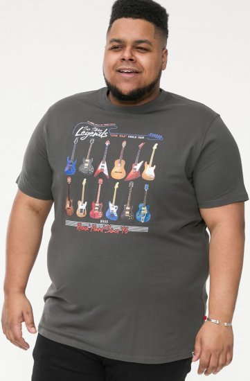 D555 JAIDEN Legends Guitar Printed Crew Neck T-Shirt Khaki - T-shirts - Stora T-shirts - 2XL-14XL