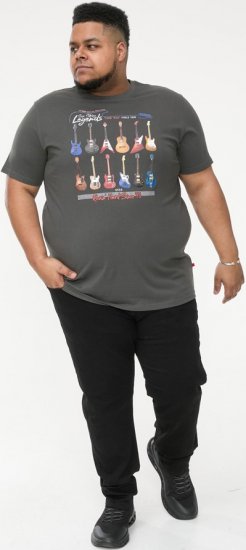 D555 JAIDEN Legends Guitar Printed Crew Neck T-Shirt Khaki - T-shirts - Stora T-shirts - 2XL-14XL