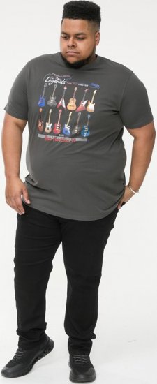 D555 JAIDEN Legends Guitar Printed Crew Neck T-Shirt Khaki - T-shirts - Stora T-shirts - 2XL-14XL