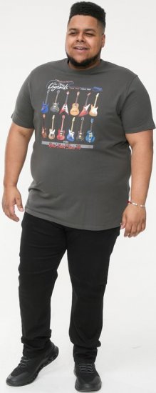 D555 JAIDEN Legends Guitar Printed Crew Neck T-Shirt Khaki - T-shirts - Stora T-shirts - 2XL-14XL