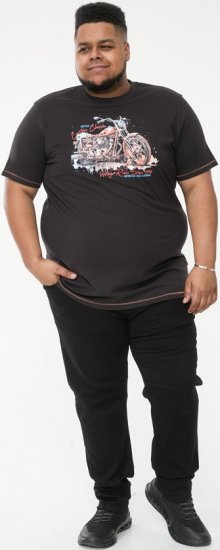 D555 LORNE Motor Bike Splatter Printed Crew Neck T-Shirt Washed Black - T-shirts - Stora T-shirts - 2XL-14XL