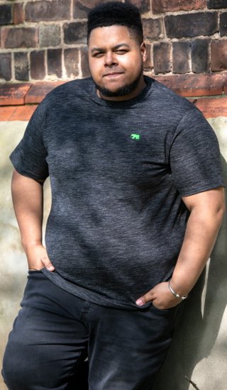 D555 ORSTON Reno Fabric Crew Neck T-Shirt With Chest Embroidery Black Reno - T-shirts - Stora T-shirts - 2XL-14XL