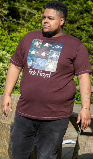 D555 DIVISION Official Pink Floyd Printed T-Shirt Burgundy - T-shirts - Stora T-shirts - 2XL-14XL