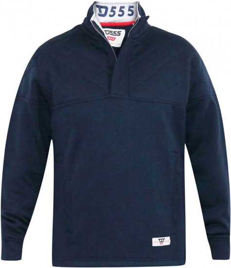D555 SWANN Quarter Neck Sweatshirt With Quilted Top Panel Navy - Tröjor & hoodies - Stora hoodies & tröjor - 2XL-14XL