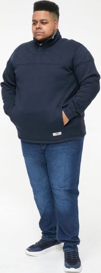 D555 SWANN Quarter Neck Sweatshirt With Quilted Top Panel Navy - Tröjor & hoodies - Stora hoodies & tröjor - 2XL-14XL