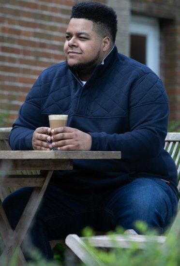 D555 SWANN Quarter Neck Sweatshirt With Quilted Top Panel Navy - Tröjor & hoodies - Stora hoodies & tröjor - 2XL-14XL