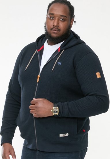 D555 IRVIN Full Zip Jacquard Hoody With Chest Embroidery Navy - Tröjor & hoodies - Stora hoodies & tröjor - 2XL-14XL