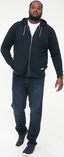 D555 IRVIN Full Zip Jacquard Hoody With Chest Embroidery Navy - Tröjor & hoodies - Stora hoodies & tröjor - 2XL-14XL