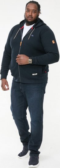 D555 IRVIN Full Zip Jacquard Hoody With Chest Embroidery Navy - Tröjor & hoodies - Stora hoodies & tröjor - 2XL-14XL