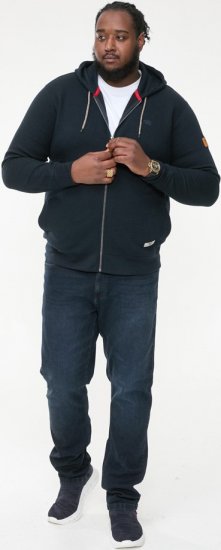 D555 IRVIN Full Zip Jacquard Hoody With Chest Embroidery Navy - Tröjor & hoodies - Stora hoodies & tröjor - 2XL-14XL