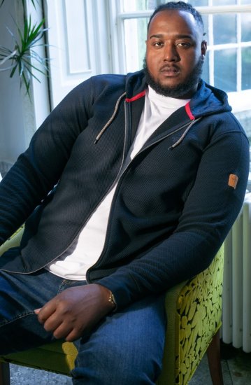 D555 IRVIN Full Zip Jacquard Hoody With Chest Embroidery Navy - Tröjor & hoodies - Stora hoodies & tröjor - 2XL-14XL