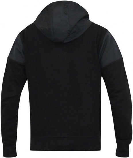 D555 DEAN Couture Zip Through Hoody With Woven Contrast Fabric Trim Black - Tröjor & hoodies - Stora hoodies & tröjor - 2XL-14XL