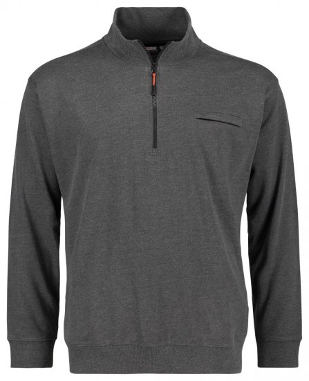 Adamo 159305 Sweatshirt med ståkrage och dragkedja Mörkgråmelerad - Tröjor & hoodies - Stora hoodies & tröjor - 2XL-14XL