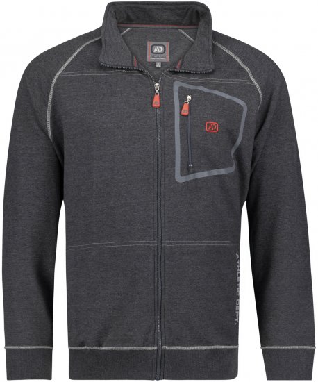 Adamo Manuel Sweatshirt with Zipper Charcoal - Tröjor & hoodies - Stora hoodies & tröjor - 2XL-14XL