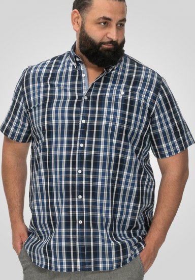 D555 Walsall Button Down Collar Short Sleeve Shirt Navy Shirt - Skjortor - Stora skjortor - 2XL-8XL