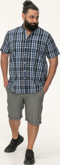D555 Walsall Button Down Collar Short Sleeve Shirt Navy Shirt - Skjortor - Stora skjortor - 2XL-8XL